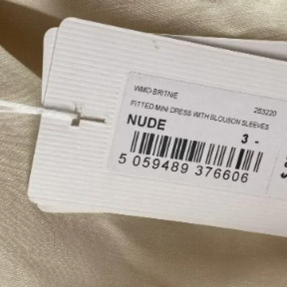 TED BAKER Britnie Puff Sleeve Dress Nude 8 (Ted 3) NWT - Picture 5 of 9